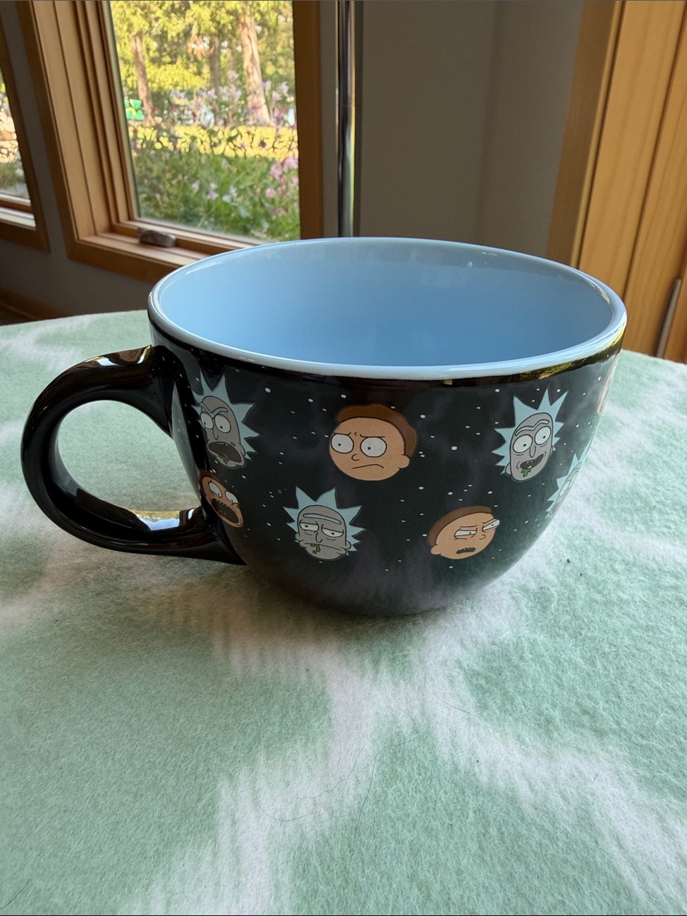 Rick and Morty Oversized 24 oz Ceramic Mug - Black with Light Blue Interior